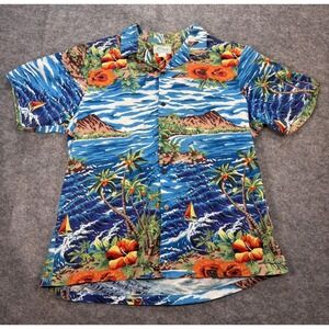 Vintage KoleKole Hawaiian Men XL Short Sleeve Hawaii Island Floral Sea Palm Tree